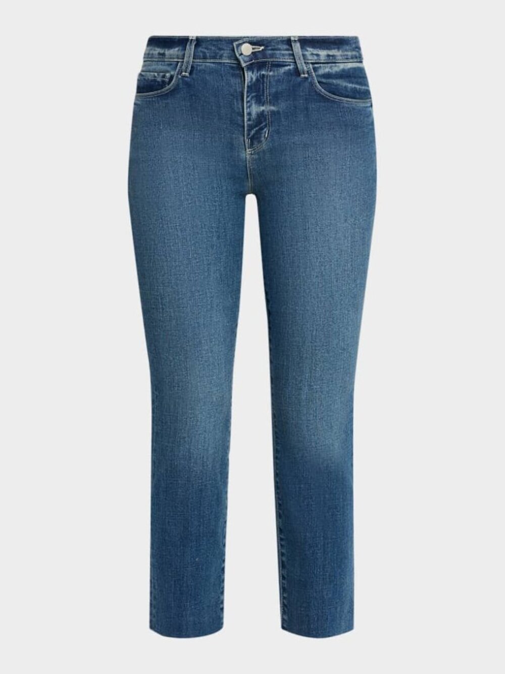 L'Agence Sada High Rise Cropped Slim-Leg Raw-Hem Ankle Jeans - Cambridge - NWT - Picture 7 of 8